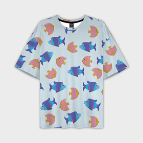 Мужская футболка oversize 3D с принтом Паттерн из двух ярких рыбок в Курске,  |  | 