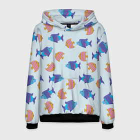 Мужская толстовка 3D с принтом Паттерн из двух ярких рыбок в Ухте, 100% полиэстер | двухслойный капюшон со шнурком для регулировки, мягкие манжеты на рукавах и по низу толстовки, спереди карман-кенгуру с мягким внутренним слоем. | 