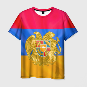 Мужская футболка 3D с принтом Солнечная Армения в Санкт-Петербурге, 100% полиэфир | прямой крой, круглый вырез горловины, длина до линии бедер | 