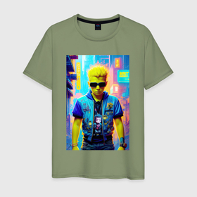 Мужская футболка хлопок с принтом Барт Симпсон   фантазия   нейросеть в Тюмени, 100% хлопок | прямой крой, круглый вырез горловины, длина до линии бедер, слегка спущенное плечо. | Тематика изображения на принте: 