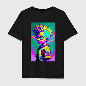 Мужская футболка хлопок Oversize с принтом Bart Simpson   pop art в Кировске, 100% хлопок | свободный крой, круглый ворот, “спинка” длиннее передней части | 