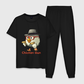 Мужская пижама хлопок с принтом Чикен ган   курочка в шляпе , 100% хлопок | брюки и футболка прямого кроя, без карманов, на брюках мягкая резинка на поясе и по низу штанин
 | 
