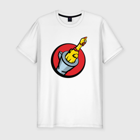 Мужская футболка хлопок Slim с принтом Chicken gun логотип в Курске, 92% хлопок, 8% лайкра | приталенный силуэт, круглый вырез ворота, длина до линии бедра, короткий рукав | 