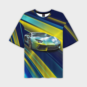 Мужская футболка oversize 3D с принтом Суперкар Lamborghini Reventon ,  |  | 