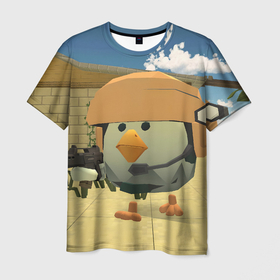 Мужская футболка 3D с принтом Chicken Gun Крош в Тюмени, 100% полиэфир | прямой крой, круглый вырез горловины, длина до линии бедер | Тематика изображения на принте: 