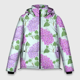 Мужская зимняя куртка 3D с принтом Лиловая и розовая сирень в Екатеринбурге, верх — 100% полиэстер; подкладка — 100% полиэстер; утеплитель — 100% полиэстер | длина ниже бедра, свободный силуэт Оверсайз. Есть воротник-стойка, отстегивающийся капюшон и ветрозащитная планка. 

Боковые карманы с листочкой на кнопках и внутренний карман на молнии. | 