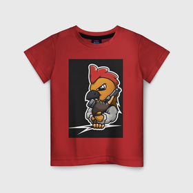 Детская футболка хлопок с принтом Chicken Gun арт в Курске, 100% хлопок | круглый вырез горловины, полуприлегающий силуэт, длина до линии бедер | Тематика изображения на принте: 