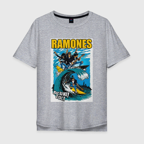 Мужская футболка хлопок Oversize с принтом Ramones rock away beach в Курске, 100% хлопок | свободный крой, круглый ворот, “спинка” длиннее передней части | 