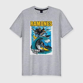 Мужская футболка хлопок Slim с принтом Ramones rock away beach , 92% хлопок, 8% лайкра | приталенный силуэт, круглый вырез ворота, длина до линии бедра, короткий рукав | 