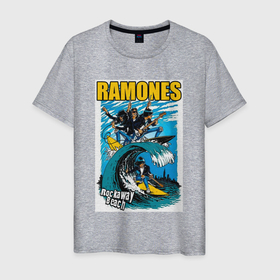 Мужская футболка хлопок с принтом Ramones rock away beach в Белгороде, 100% хлопок | прямой крой, круглый вырез горловины, длина до линии бедер, слегка спущенное плечо. | 