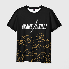 Мужская футболка 3D с принтом Akame ga Kill anime clouds в Курске, 100% полиэфир | прямой крой, круглый вырез горловины, длина до линии бедер | 
