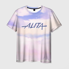 Мужская футболка 3D с принтом Alita sky clouds в Курске, 100% полиэфир | прямой крой, круглый вырез горловины, длина до линии бедер | 