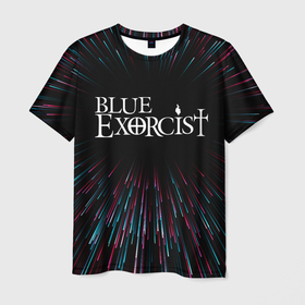 Мужская футболка 3D с принтом Blue Exorcist infinity в Петрозаводске, 100% полиэфир | прямой крой, круглый вырез горловины, длина до линии бедер | 