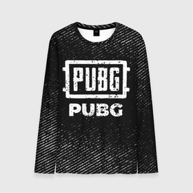Мужской лонгслив 3D с принтом PUBG с потертостями на темном фоне в городе Новоалтайск, 100% полиэстер | длинные рукава, круглый вырез горловины, полуприлегающий силуэт | 