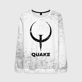 Мужской свитшот 3D с принтом Quake с потертостями на светлом фоне в городе Новоалтайск, 100% полиэстер с мягким внутренним слоем | круглый вырез горловины, мягкая резинка на манжетах и поясе, свободная посадка по фигуре | 