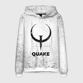 Мужская толстовка 3D с принтом Quake с потертостями на светлом фоне в городе Новоалтайск, 100% полиэстер | двухслойный капюшон со шнурком для регулировки, мягкие манжеты на рукавах и по низу толстовки, спереди карман-кенгуру с мягким внутренним слоем. | 