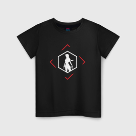 Детская футболка хлопок с принтом Символ Tomb Raider в красном ромбе в Белгороде, 100% хлопок | круглый вырез горловины, полуприлегающий силуэт, длина до линии бедер | 