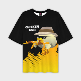 Мужская футболка oversize 3D с принтом Цыпленок с автоматом в Тюмени,  |  | 