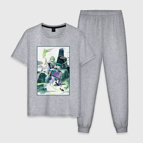 Мужская пижама хлопок с принтом Бай Чжу Геншин импакт в Тюмени, 100% хлопок | брюки и футболка прямого кроя, без карманов, на брюках мягкая резинка на поясе и по низу штанин
 | Тематика изображения на принте: 