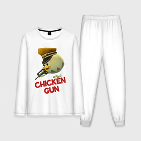 Мужская пижама с лонгсливом хлопок с принтом Chicken Gun logo в Тюмени,  |  | 
