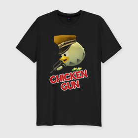 Мужская футболка хлопок Slim с принтом Chicken Gun logo в Тюмени, 92% хлопок, 8% лайкра | приталенный силуэт, круглый вырез ворота, длина до линии бедра, короткий рукав | Тематика изображения на принте: 