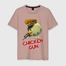 Мужская футболка хлопок с принтом Chicken Gun logo в Тюмени, 100% хлопок | прямой крой, круглый вырез горловины, длина до линии бедер, слегка спущенное плечо. | 