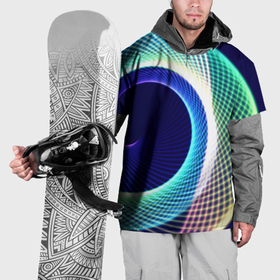 Накидка на куртку 3D с принтом Абстрактные неоновые светящиеся спиральные линии в Новосибирске, 100% полиэстер |  | 
