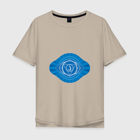 Мужская футболка хлопок Oversize с принтом Аджна чакра   символ йоги и аюрведы в Екатеринбурге, 100% хлопок | свободный крой, круглый ворот, “спинка” длиннее передней части | 