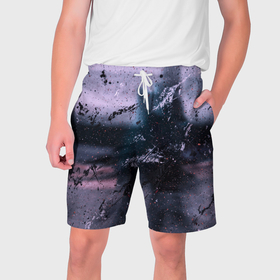 Мужские шорты 3D с принтом Пурпурный туман ,  полиэстер 100% | прямой крой, два кармана без застежек по бокам. Мягкая трикотажная резинка на поясе, внутри которой широкие завязки. Длина чуть выше колен | 