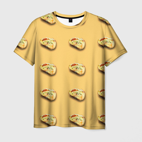 Мужская футболка 3D с принтом Бутерброд , 100% полиэфир | прямой крой, круглый вырез горловины, длина до линии бедер | 