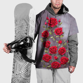 Накидка на куртку 3D с принтом Красные розы в пудровом цвете в Кировске, 100% полиэстер |  | 