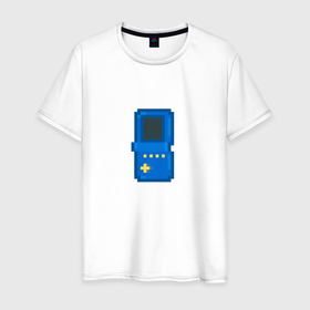 Мужская футболка хлопок с принтом Игровая консоль Тетрис в Новосибирске, 100% хлопок | прямой крой, круглый вырез горловины, длина до линии бедер, слегка спущенное плечо. | 