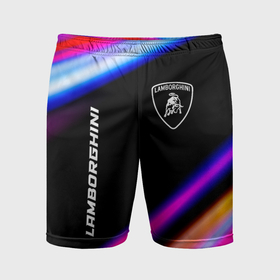 Мужские шорты спортивные с принтом Lamborghini speed lights ,  |  | Тематика изображения на принте: 
