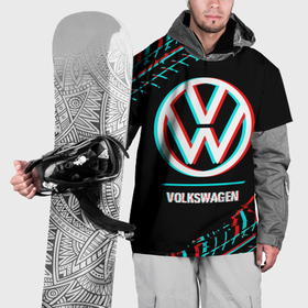 Накидка на куртку 3D с принтом Значок Volkswagen в стиле glitch на темном фоне в Петрозаводске, 100% полиэстер |  | Тематика изображения на принте: 