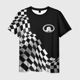 Мужская футболка 3D с принтом Great Wall racing flag в Петрозаводске, 100% полиэфир | прямой крой, круглый вырез горловины, длина до линии бедер | 