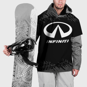Накидка на куртку 3D с принтом Infiniti speed на темном фоне со следами шин в Петрозаводске, 100% полиэстер |  | 
