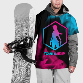 Накидка на куртку 3D с принтом Tomb Raider   neon gradient в Курске, 100% полиэстер |  | 