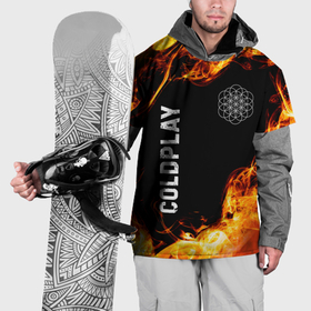 Накидка на куртку 3D с принтом Coldplay и пылающий огонь , 100% полиэстер |  | 