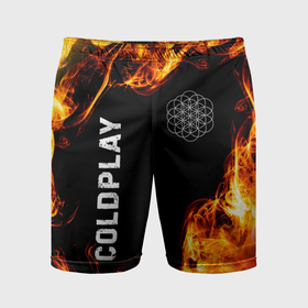 Мужские шорты спортивные с принтом Coldplay и пылающий огонь ,  |  | 
