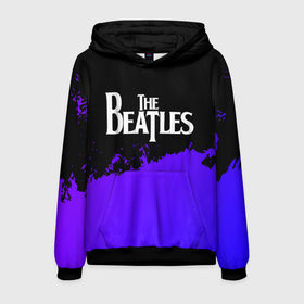 Мужская толстовка 3D с принтом The Beatles purple grunge в Екатеринбурге, 100% полиэстер | двухслойный капюшон со шнурком для регулировки, мягкие манжеты на рукавах и по низу толстовки, спереди карман-кенгуру с мягким внутренним слоем. | 