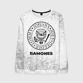 Мужской свитшот 3D с принтом Ramones с потертостями на светлом фоне в Курске, 100% полиэстер с мягким внутренним слоем | круглый вырез горловины, мягкая резинка на манжетах и поясе, свободная посадка по фигуре | 