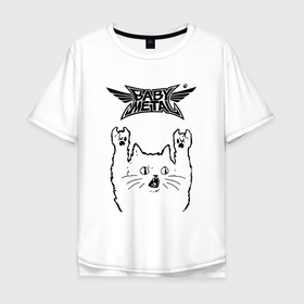 Мужская футболка хлопок Oversize с принтом Babymetal   rock cat в Новосибирске, 100% хлопок | свободный крой, круглый ворот, “спинка” длиннее передней части | 