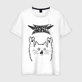 Мужская футболка хлопок с принтом Babymetal   rock cat , 100% хлопок | прямой крой, круглый вырез горловины, длина до линии бедер, слегка спущенное плечо. | 