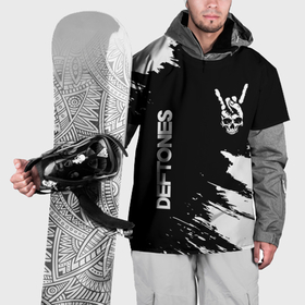 Накидка на куртку 3D с принтом Deftones и рок символ на темном фоне в Кировске, 100% полиэстер |  | Тематика изображения на принте: 