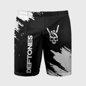Мужские шорты спортивные с принтом Deftones и рок символ на темном фоне в Кировске,  |  | 