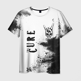 Мужская футболка 3D с принтом The Cure и рок символ на светлом фоне в Петрозаводске, 100% полиэфир | прямой крой, круглый вырез горловины, длина до линии бедер | Тематика изображения на принте: 