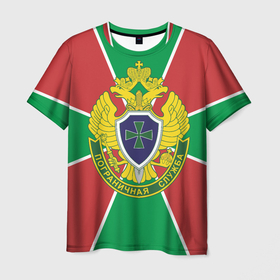 Мужская футболка 3D с принтом Пограничная служба   герб ПВ в Екатеринбурге, 100% полиэфир | прямой крой, круглый вырез горловины, длина до линии бедер | 