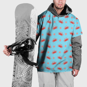 Накидка на куртку 3D с принтом Летний паттерн с крабами и морскими звездами , 100% полиэстер |  | 