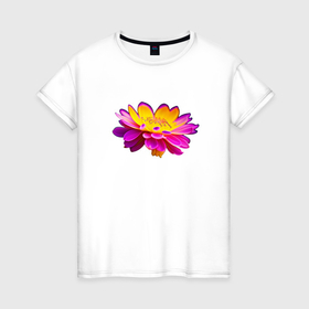 Женская футболка хлопок с принтом Космический красивый цветок в Новосибирске, 100% хлопок | прямой крой, круглый вырез горловины, длина до линии бедер, слегка спущенное плечо | Тематика изображения на принте: 