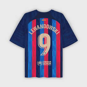 Мужская футболка oversize 3D с принтом Роберт Левандовский Барселона форма 22 23 домашняя в Петрозаводске,  |  | 